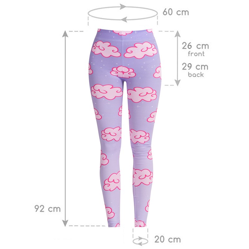 Women's Yoga Leggings Pink clouds on light purple print Yoga pants for women